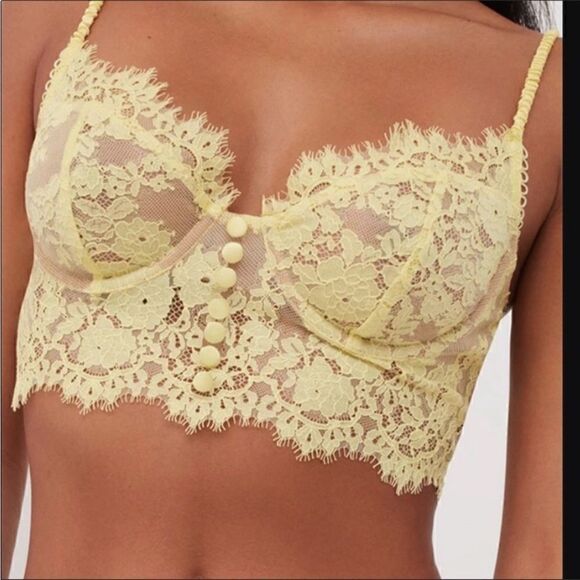 For Love & Lemons Yellow Faye Lace LL Bra XXS NWOT - Picture 2 of 8
